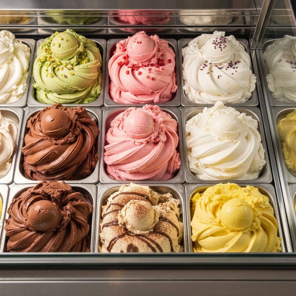 Verschiedene Eissorten im Eiscafé Dolomiti Augsburg